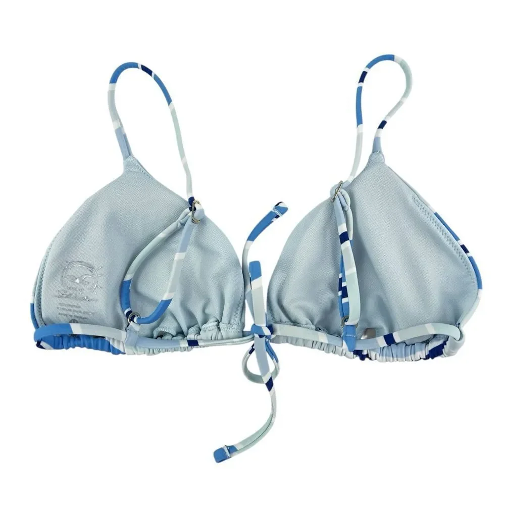 Hollister Blue Striped Padded Triangle Bikini Top‎ Size Medium